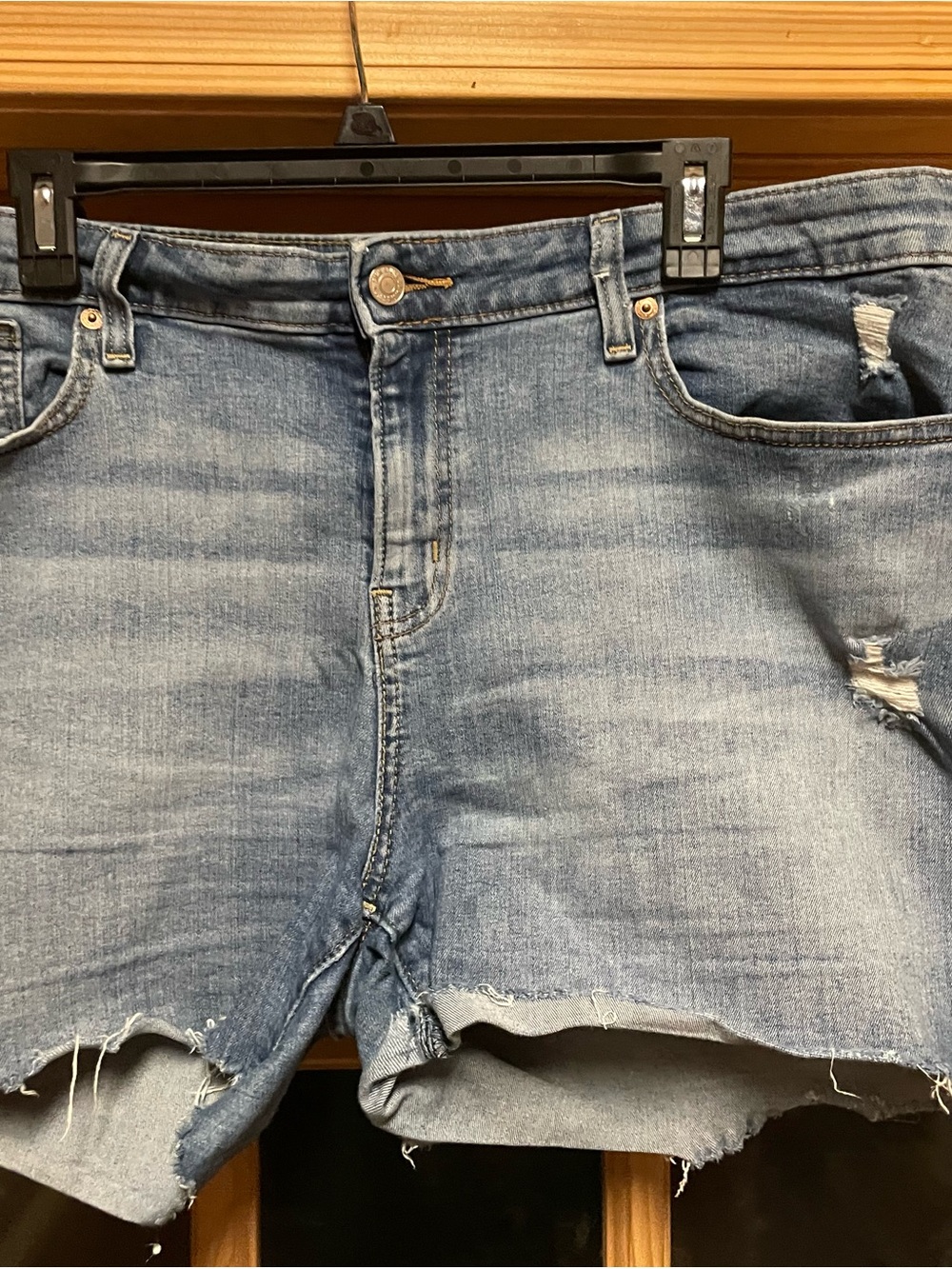 Frayed Signature by Levi Strauss Light Blue Distressed Denim Shorts